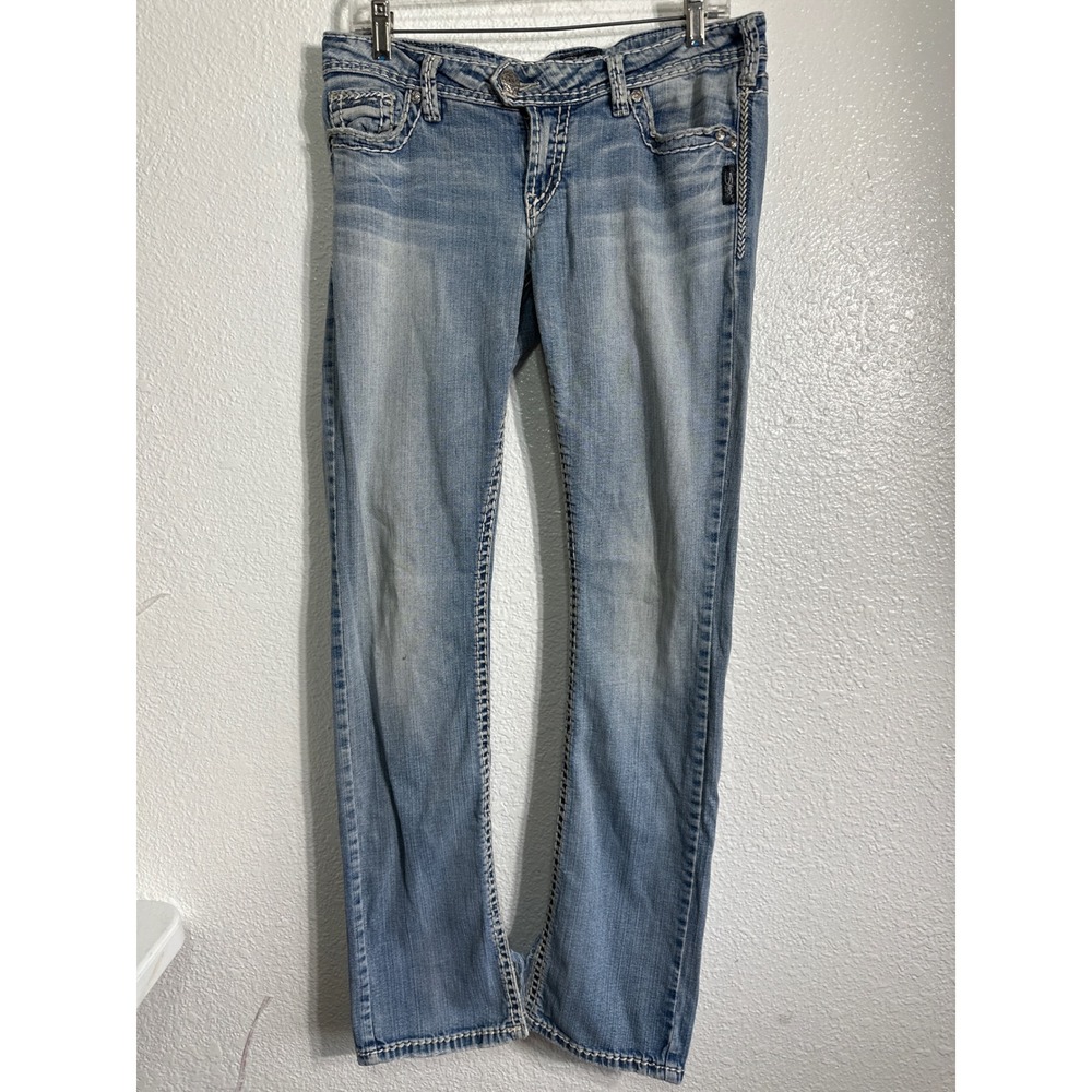 Silver Jeans Co Tuesday Low Baby Boot Light Wash Contrast Stitch L12580SJB185